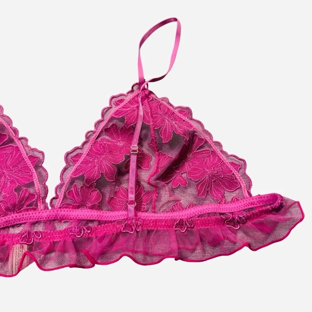 NWT New Free People Hotel Chantelle Triangle Bralette In Dawn Pink Size XL
